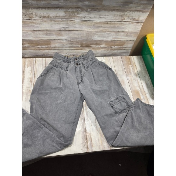 Gitano Express Denim - Vintage Gitano Express High Waisted Acid Wash Grey Pleated Jeans Size 5 READ